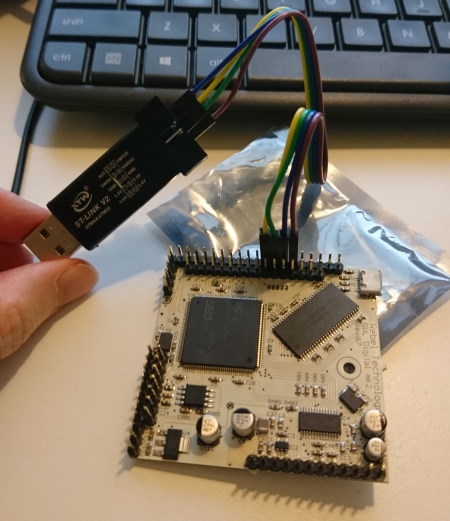 ST knockoff programmer connected to board